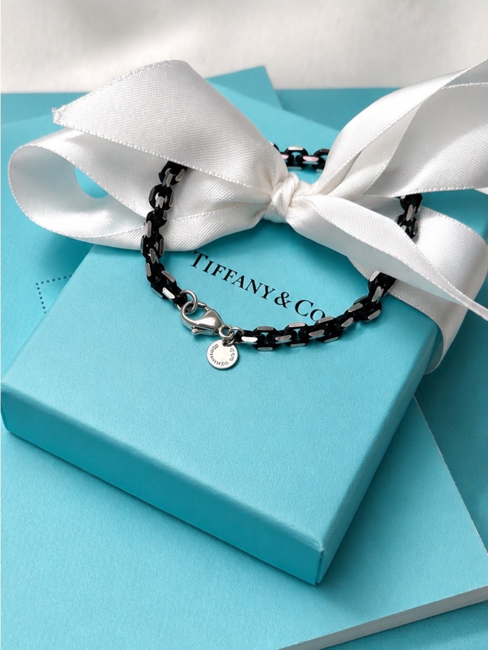 Tiffany & Co RARE Authentic Black Enamel Sterling Silver Bracelet